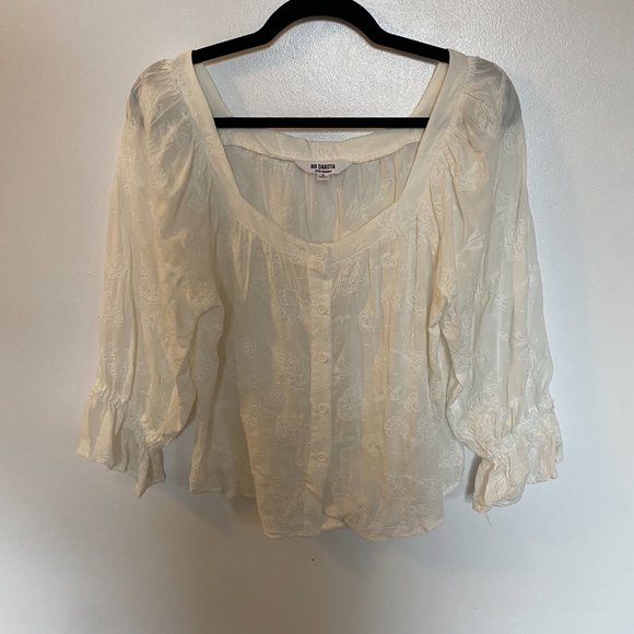 NWOT BB Dakota Canyon Sunrise White Boho Blouse, S/M - Picture 2 of 6